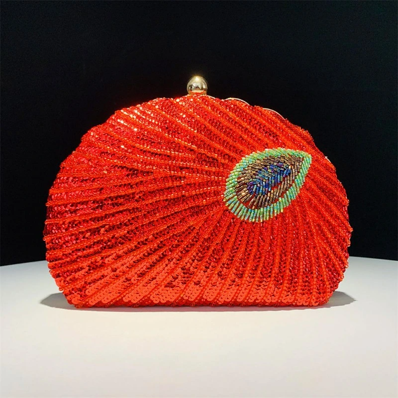 SHK0101 Shell Peacock Beaded Dinner Bag