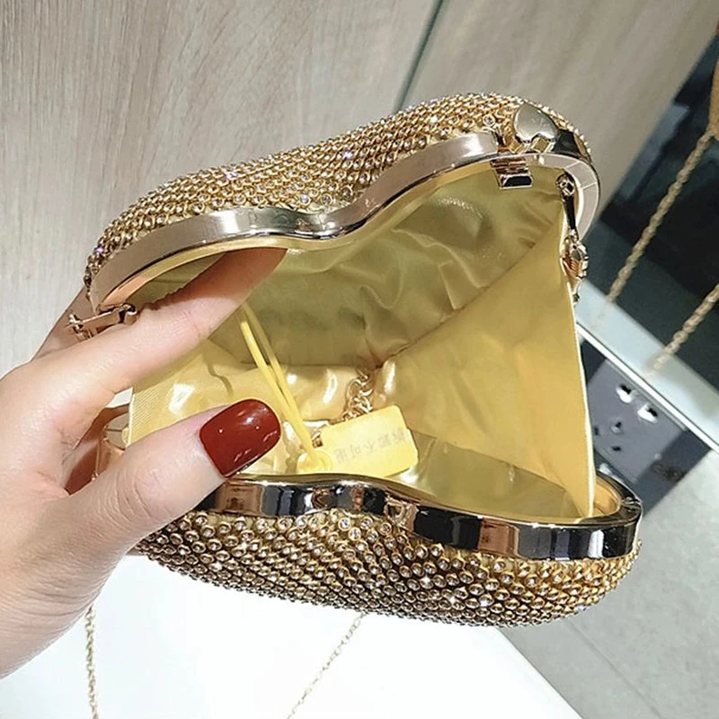 SHG056 Heart Shaped Glitter Clutch Handbag