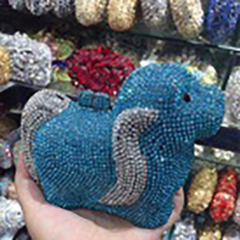SHG063 Dog Shape Rhinestone Evening Bag