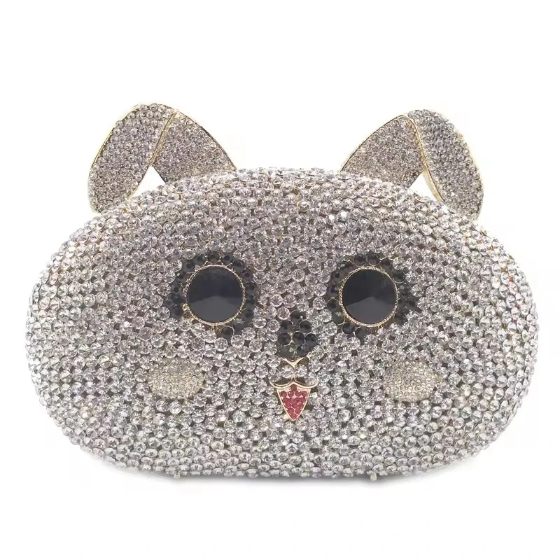 SHG217 Rabbit Shape Crystal Rhinestone Evening Handbag