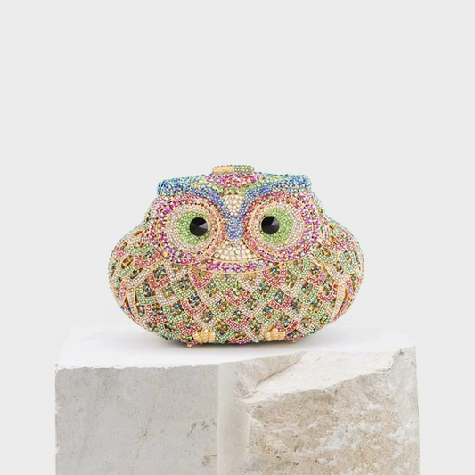 SHG087 Owl Shape Rhinestone Bag