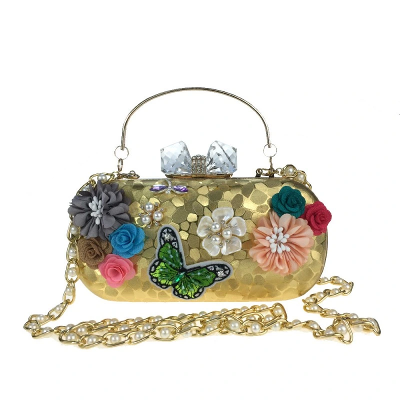 SHG213 Satin Flower Embroidered Evening Bag