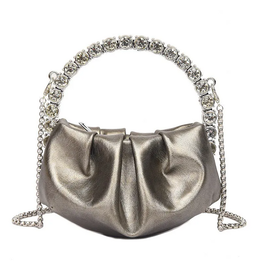 SHK0076 Crinkled Cloud-Set Diamond Cross-Body Bag