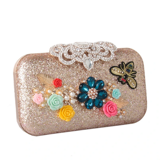 SHG211 Flowers Diamonds Evening Bag