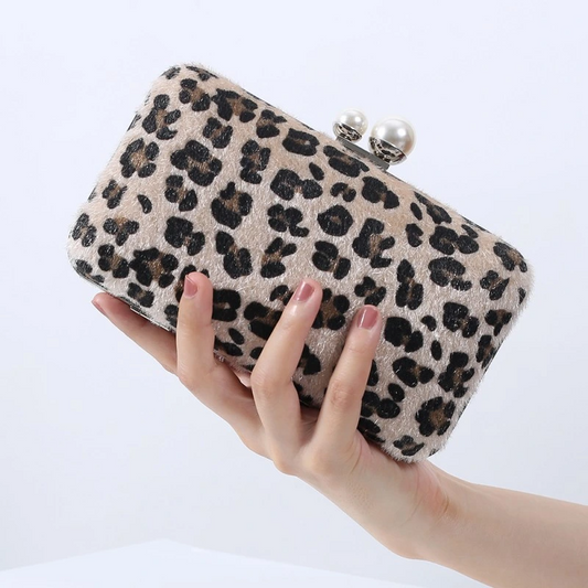 SHG237 Leopard Leather Evening Bag