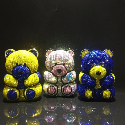 SHG208 Bear Rhinestone Evening Bag