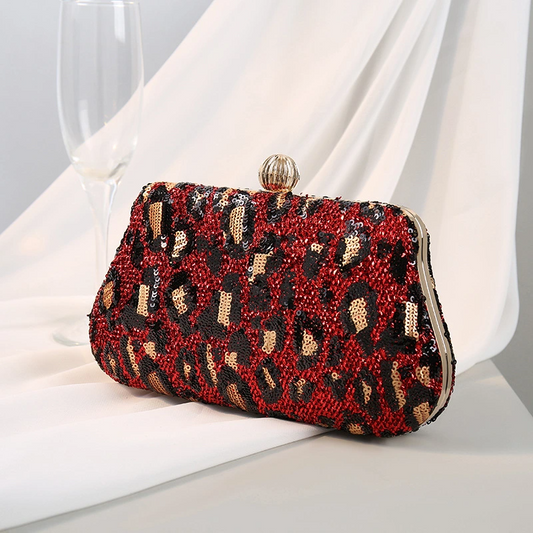 SHK0011 Sequins Leopard Print Evening Bag