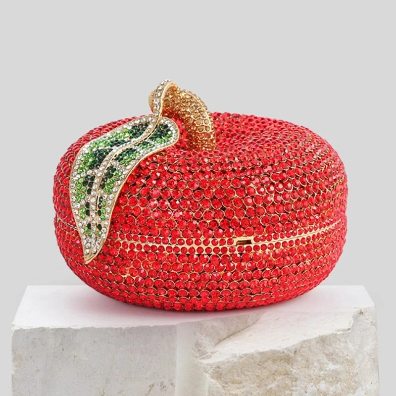 SHG162 Apple Shaped Rhinestone Evening Bag