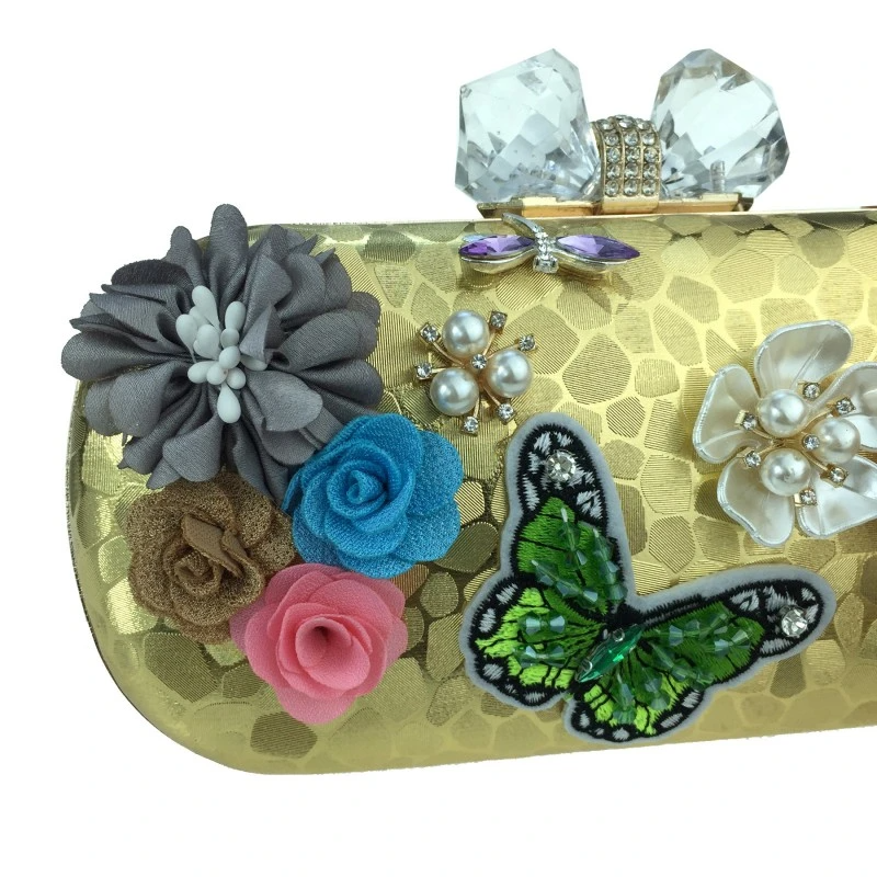 SHG213 Satin Flower Embroidered Evening Bag