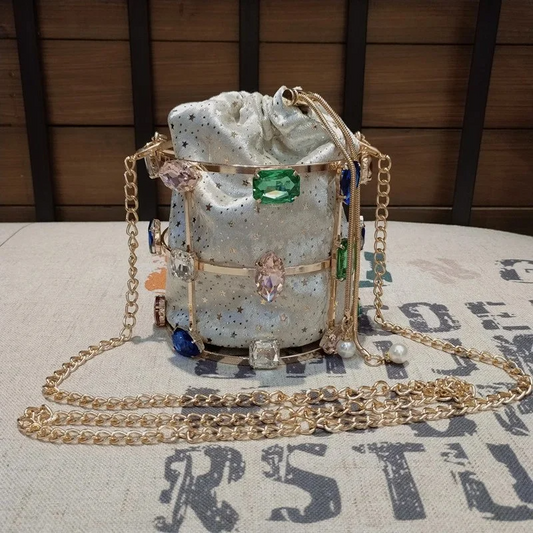 SHG156 Bucket Crystal Clutch Bag