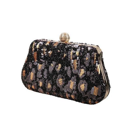 SHK0011 Sequins Leopard Print Evening Bag