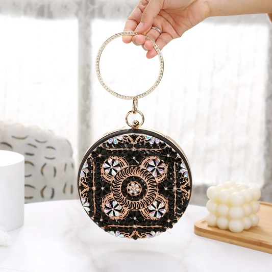 SHG276 Diamond-Encrusted Round Evening Bag
