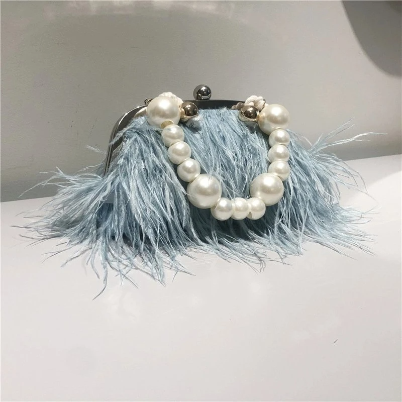 SHG049 Fur Party Ladies Clutch Evening Feather Bag