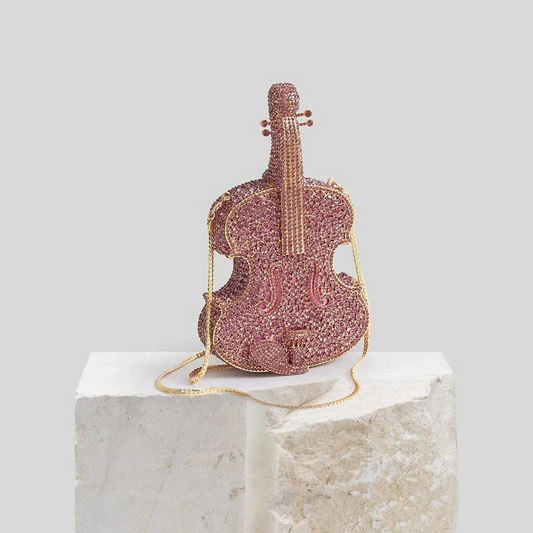 SHG065 Violin Rhinestone Evening Bag