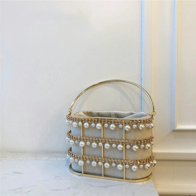 SHG158 Pearl Cage Hand Bag