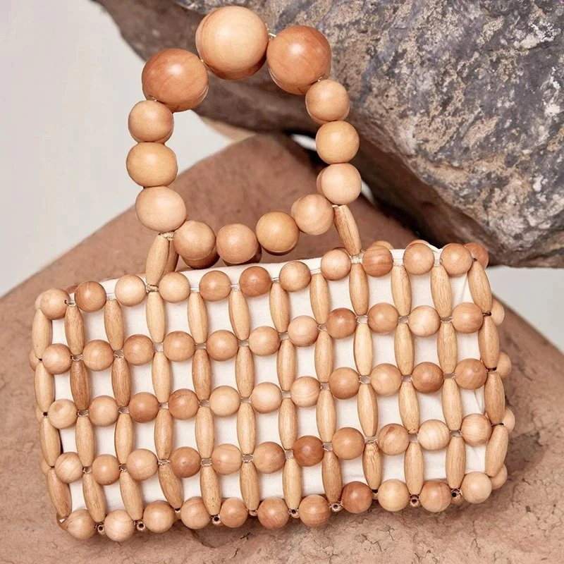 SHG146 Wooden Bead Handbag