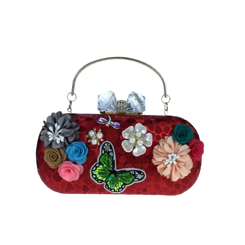 SHG213 Satin Flower Embroidered Evening Bag