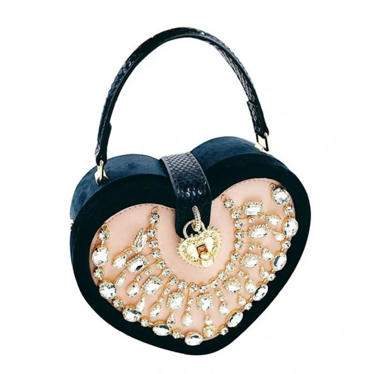 SHG153 Rhinestone Heart Shaped Evening Bag