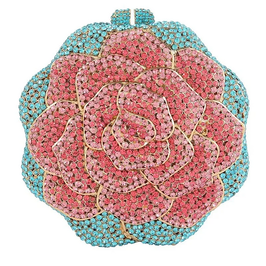 SHG096 Flower Shaped Rhinestone Evening Bag