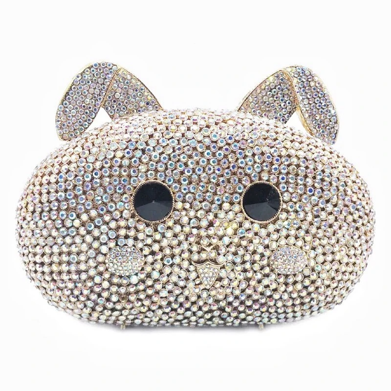 SHG217 Rabbit Shape Crystal Rhinestone Evening Handbag