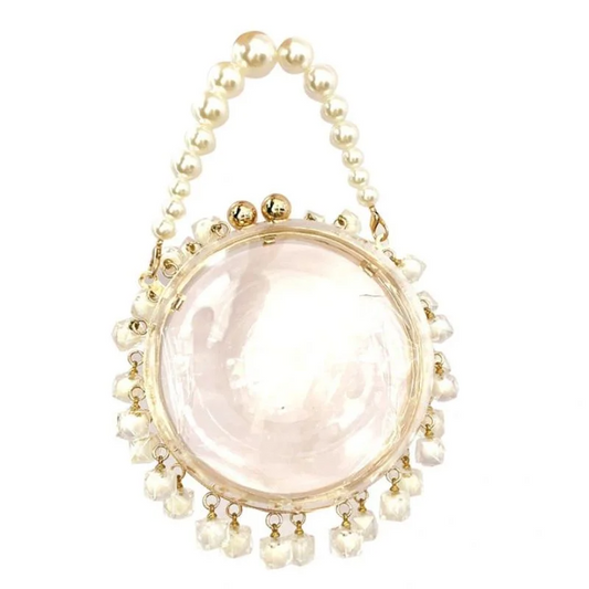 SHG039 Pearl Acrylic Round Ball Transparent Clutch