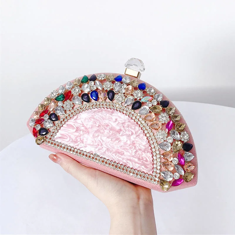 230712 Acrylic Gemstone Clutch Evening Bag