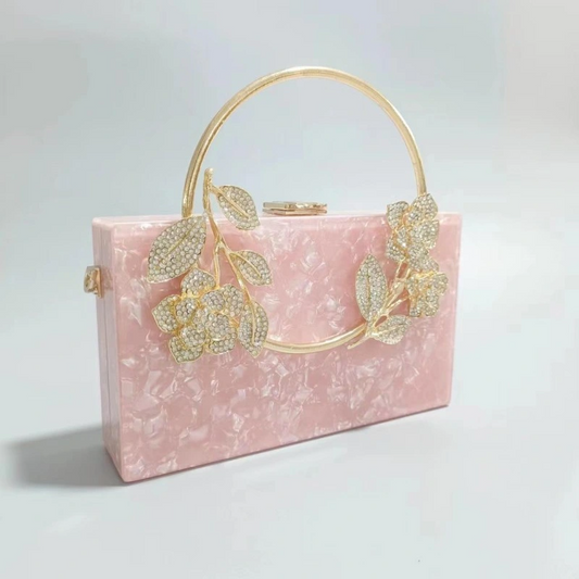 SHWS-14187 Floral Acrylic Clutch Bag