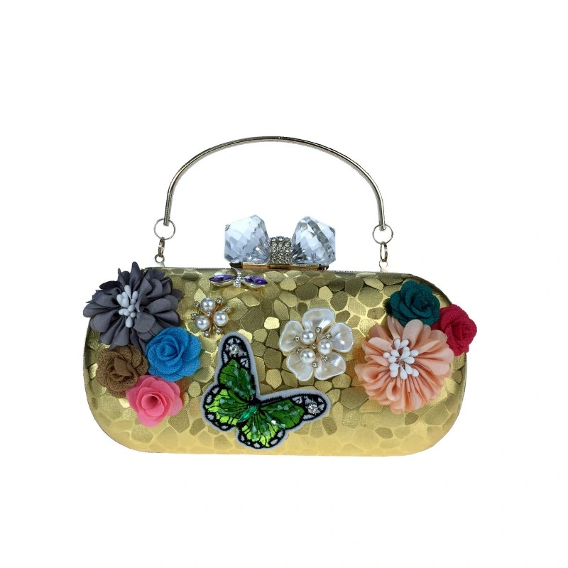 SHG213 Satin Flower Embroidered Evening Bag