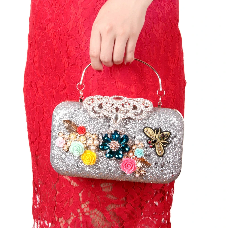 SHG211 Flowers Diamonds Evening Bag