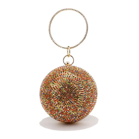 SHG252 Vintage Diamond-Encrusted Ladies Round Bag
