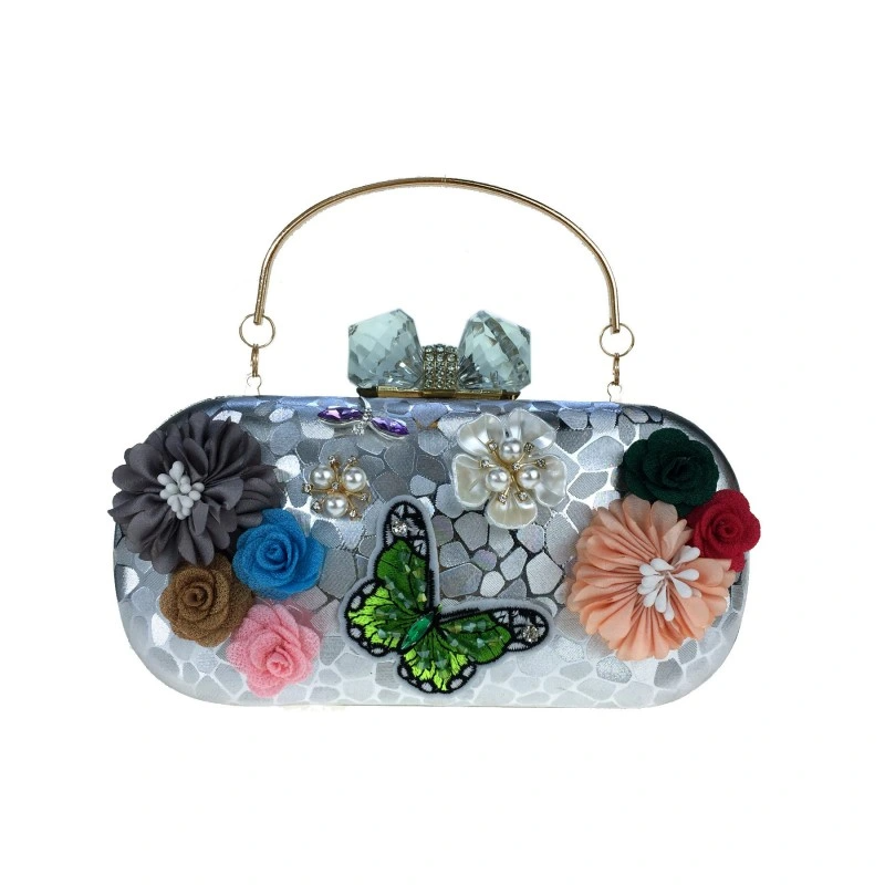 SHG213 Satin Flower Embroidered Evening Bag