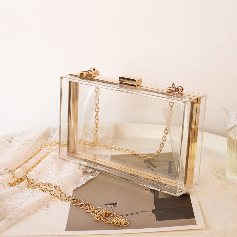 Wholesale Custom Women Acrylic Box Clutch Bag Purse Box Clutch Bag Transparent Cross body Purse