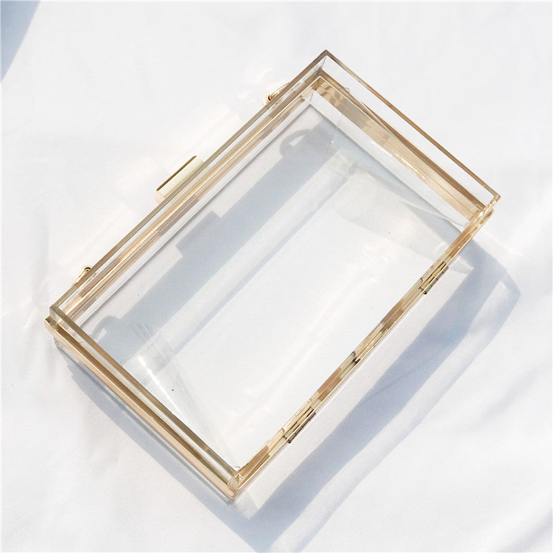 Wholesale Custom Women Acrylic Box Clutch Bag Purse Box Clutch Bag Transparent Cross body Purse