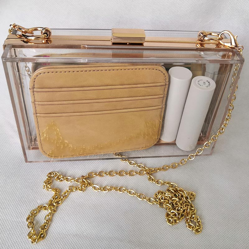 Wholesale Custom Women Acrylic Box Clutch Bag Purse Box Clutch Bag Transparent Cross body Purse